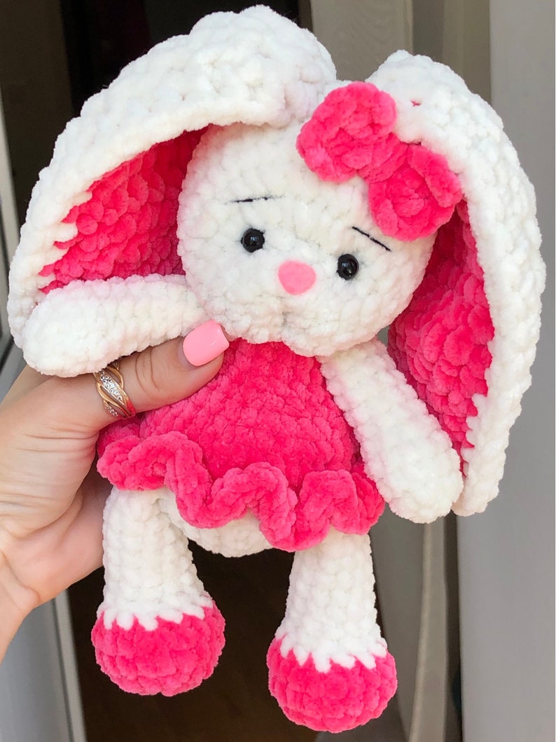 BUNNY with colored ears / Crochet bunny PATTERN PDF English / Amigurumi bunny crochet pattern / Rabbit crochet pattern immagine 10