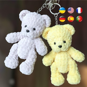 Crochet pattern Bear keychain (13 cm/5 inches) / Amigurumi bear keychain PATTERN PDF (English terms, Multilingual (7 Languages)