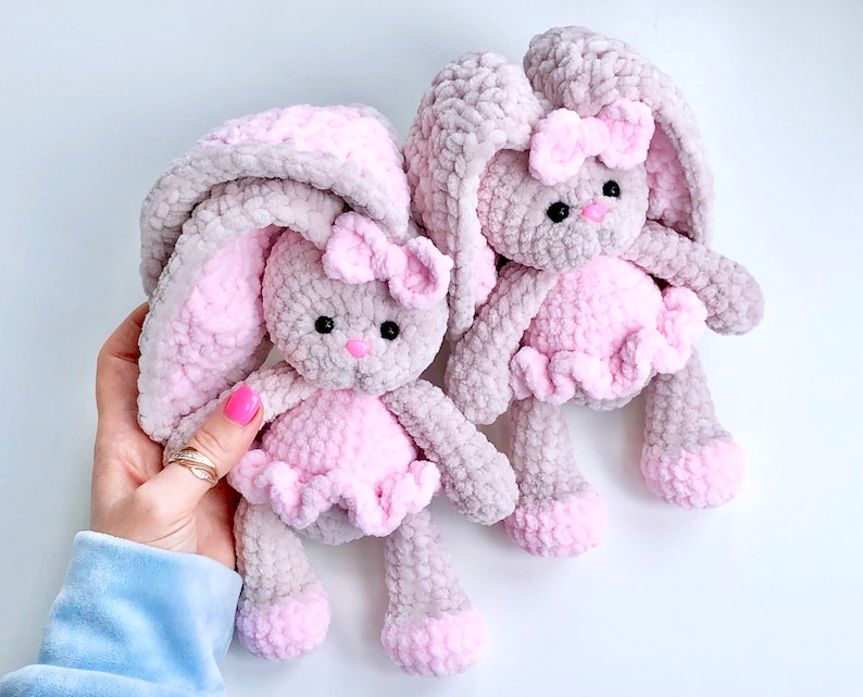 BUNNY with colored ears / Crochet bunny PATTERN PDF English / Amigurumi bunny crochet pattern / Rabbit crochet pattern immagine 1