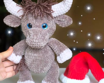 Crochet pattern BULL with Big Horns / Crochet bull PATTERN PDF (English terms) / Amigurumi crochet patterns / Amigurumi bull