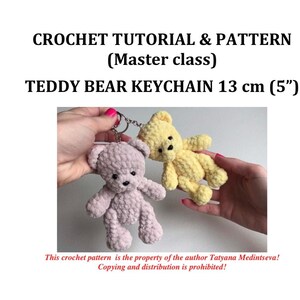 Crochet pattern Bear keychain (13 cm/5 inches) / Amigurumi bear keychain PATTERN PDF (English terms, Multilingual (7 Languages) image 8