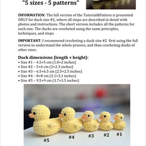 Patrón de ganchillo 5 en 1: pato (5 tamaños - 5 patrones) / Tutorial de amigurumi de patito en PDF (inglés, francés y otros idiomas) / Peluches de Pascua sin costuras imagen 8