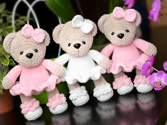BEAR in dress with bow / Crochet bear PATTERN PDF (English terms) / Amigurumi bear in dress / Bear crochet pattern / Amigurumi patterns