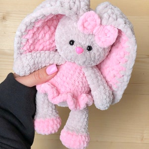 BUNNY with colored ears / Crochet bunny PATTERN PDF English / Amigurumi bunny crochet pattern / Rabbit crochet pattern immagine 4