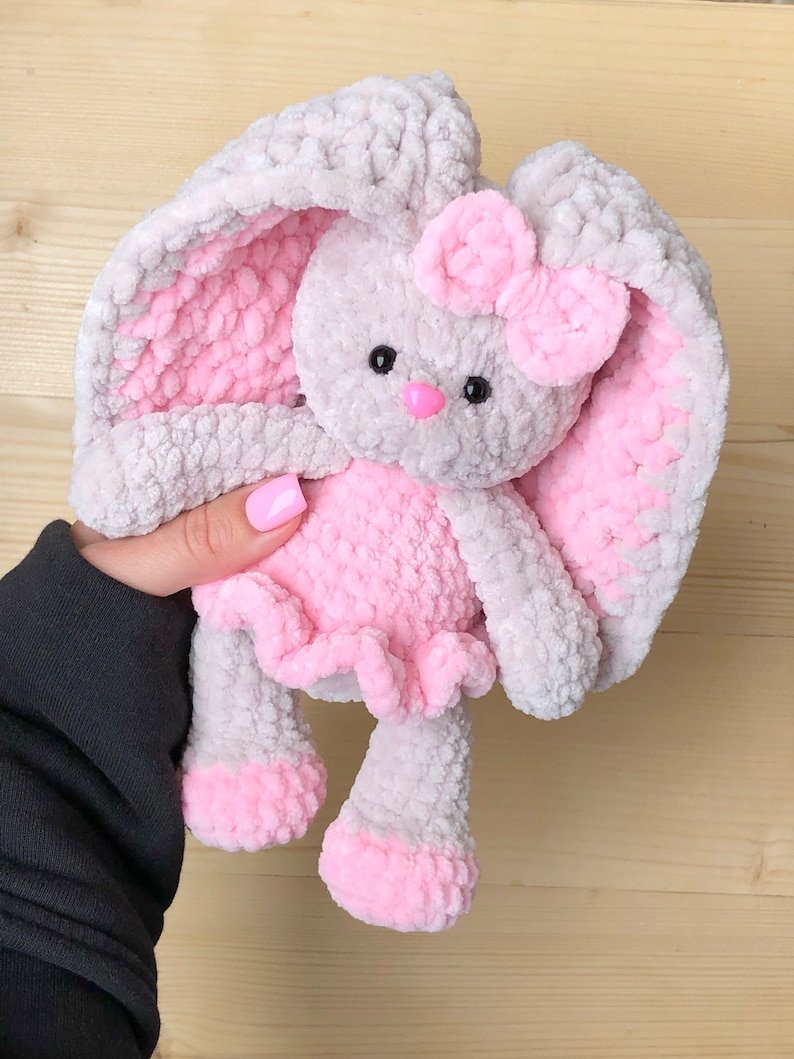 BUNNY with colored ears / Crochet bunny PATTERN PDF English / Amigurumi bunny crochet pattern / Rabbit crochet pattern immagine 4