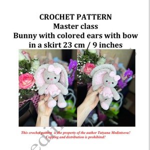 BUNNY with colored ears / Crochet bunny PATTERN PDF English / Amigurumi bunny crochet pattern / Rabbit crochet pattern immagine 8