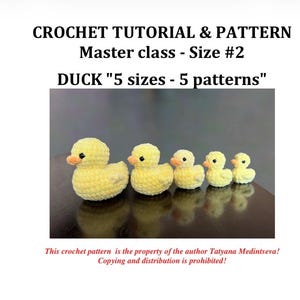 Patrón de ganchillo 5 en 1: pato (5 tamaños - 5 patrones) / Tutorial de amigurumi de patito en PDF (inglés, francés y otros idiomas) / Peluches de Pascua sin costuras imagen 5