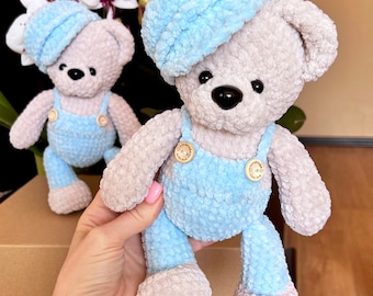 BEAR in overalls and cap  / Crochet bear PATTERN PDF (English terms) / Amigurumi bear in overalls / Baby gift / Crochet patterns