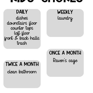 Daily, Weekly, Monthly Cleaning Schedule, Chores for Kids, Cleaning Plan