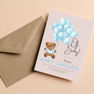 Digital Baby Shower Invitation Card, Printable Baby Invitation Announcement Card, Editable Card