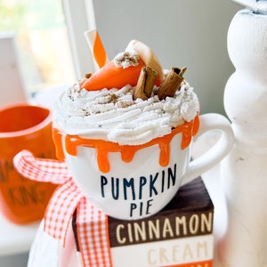 Autumn Tiered Tray Decor, Pumpkin Pie Mug, Autumn Mini Mug, Farmhouse Decor