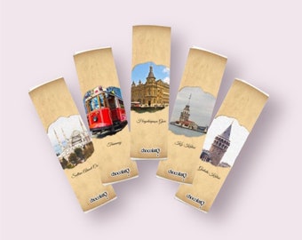 New Year Istanbul and Bosphorus Series Chocolate, Noel Gift, 300 gr. 5 pieces