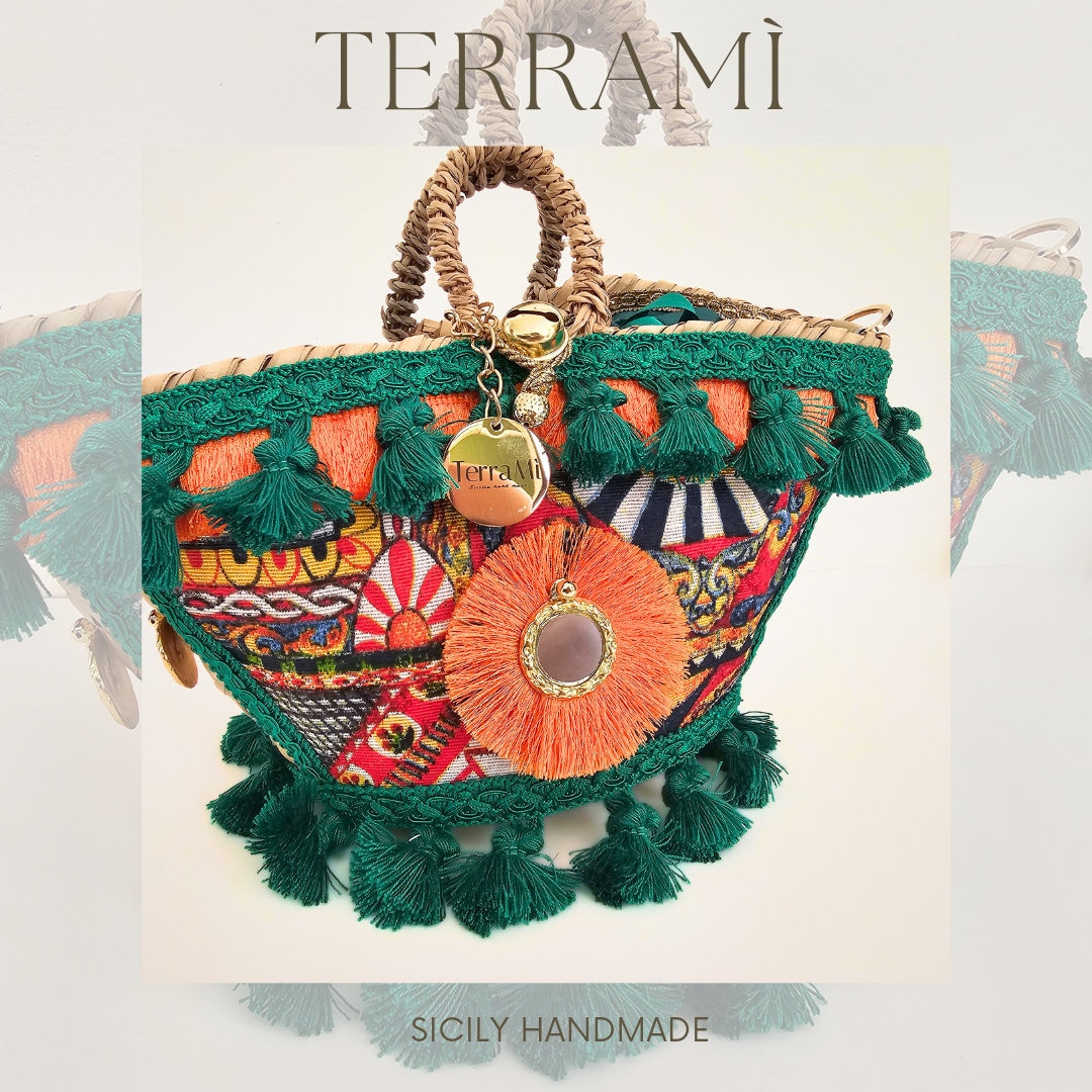 COFFA TAORMINA, Sicilian straw bag.