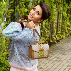 Maglione elegante, maglione con paillettes, maglione lilla, maglione multicolore, maglione con paillettes, maglione lilla, maglione in cashmere