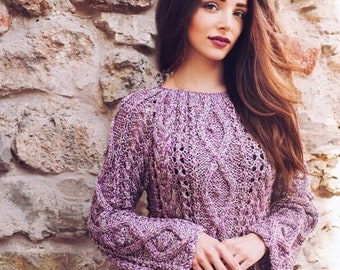 lilac sweater sweater with braids pullovers and sweaters long sweater sweater with lurex women's sweaters knitted sweaters lingonberry sweater