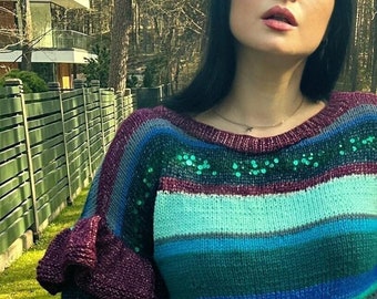 pullover with sequins pullover with ruffles jumper with sequins jumper with ruffles sweater with sequins multicolor pullover multicolor jumper