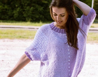 lilac pullover fluffy pullover delicate pullover cotton pullover elegant pullover loose style pullover lilac oversized pullover