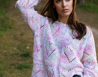 Sweater with hearts openwork sweater pullover with hearts openwork pullover multicolor pullover multicolor sweater patterned pullover white sweater