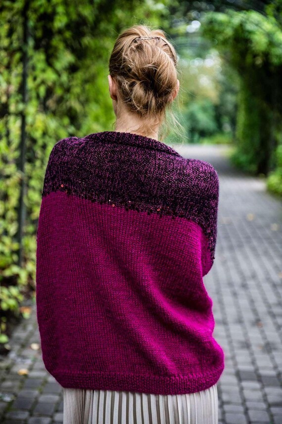 Strickjacke Bunte Pailletten Jacke Kirsch-Strickjacke Pailletten