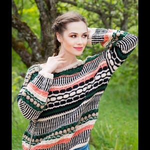 Western striped pullover patterned sweater patterned pullover western sweater rainbow pullover fancy sweater multicolor pullover