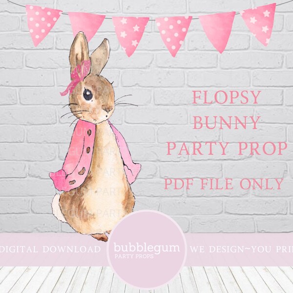 Flopsy Bunny Bow 36 Inch Cutout Party Prop - Flopsy Bunny Rabbit Character Prop - Printable Decor - 300 dpi - INSTANT DIGITAL DOWNLOAD