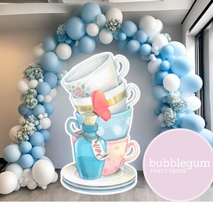 Alice In Wonderland Big Cutout Tea Party Prop, Tea Cup Stack Prop, Alice In Onederland Printable Party Decor, INSTANT DIGITAL DOWNLOAD