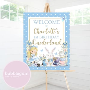 Alice im Wunderland Willkommensschild zum 1. Geburtstag, Onederland Geburtstagsschild, Partyeingang Willkommensschild, DIGITALER DOWNLOAD