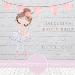 Ballerina 36 Inch Cutout Party Prop - Ballerina Character Prop - Party Decor - Ballerina Pink Blue Tutu - 300 dpi - INSTANT DIGITAL DOWNLOAD