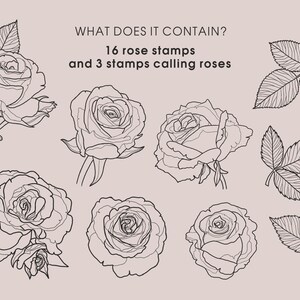 19 Flowers Rose Stamps for Procreate, Roses Line to Create Tattoo ...