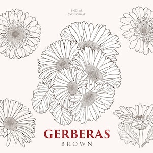 Vector gerber clipart, scrapbooking gerber vintage. Gerber with lines for cutting. For holographic stickers. Format elements AI. SVG. PNG.