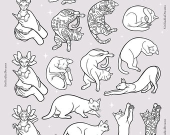 Set of Cat Icon Logo Tato Colection Graphic by mahstudios