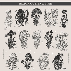 79 Mushrooms and Skulls Clipart, SVG Bundle of Mushrooms Ready to Cut ...