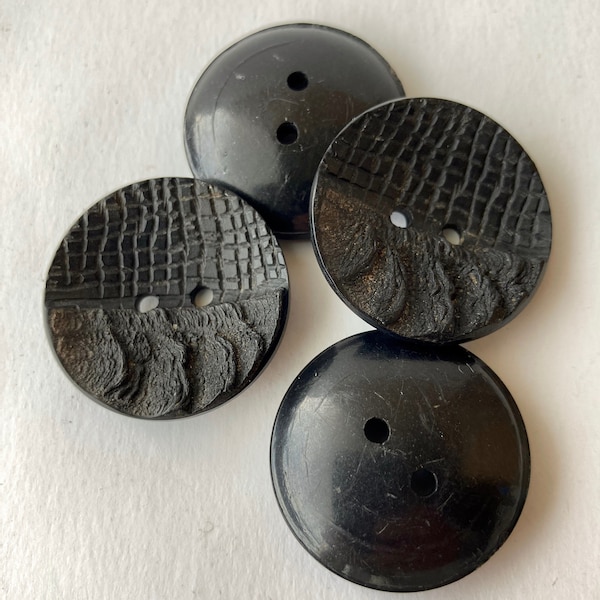 4 boutons texturés, boutons sculptés, boutons noirs, originaux des années 60, boutons de manteau, boutons de créateur, boutons de veste