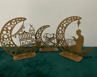 Moon star, oven hanging accessoriesRamadan 3 pieces. table top decor products. Laser cut file. SVG, pdf