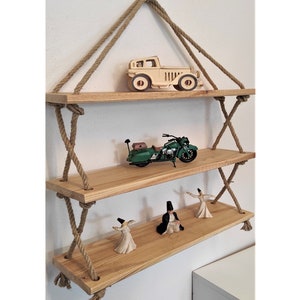 Multi-Purpose Wooden, Wicker Rope Wall Shelf - Bookshelf, Decorative Shelf and More