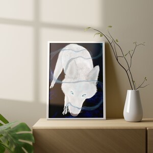 Weiße Wolf Illustration | Dunkles Kunstposter | Digitaldruck | Vermassel mich nicht | Tier draw | Wilde | Surreal
