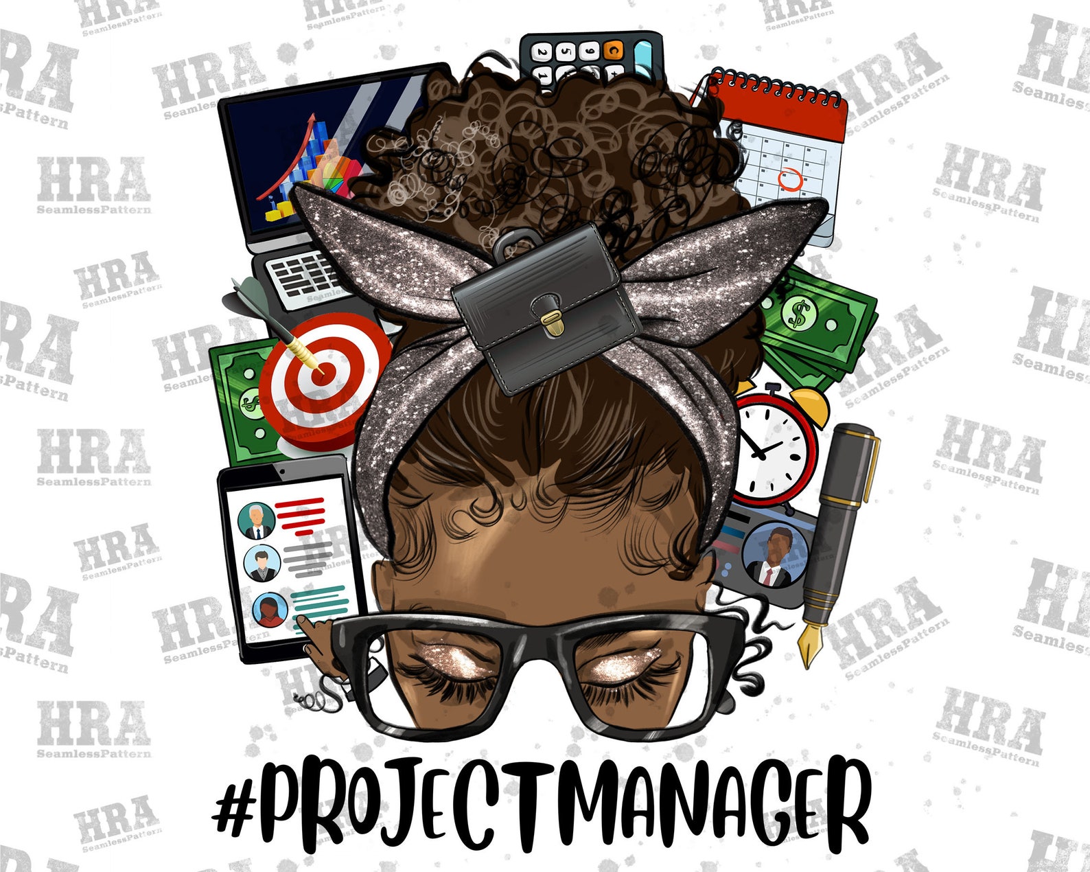 Afro Messy Bun Project Manager Png Sublimation Design Messy - Etsy