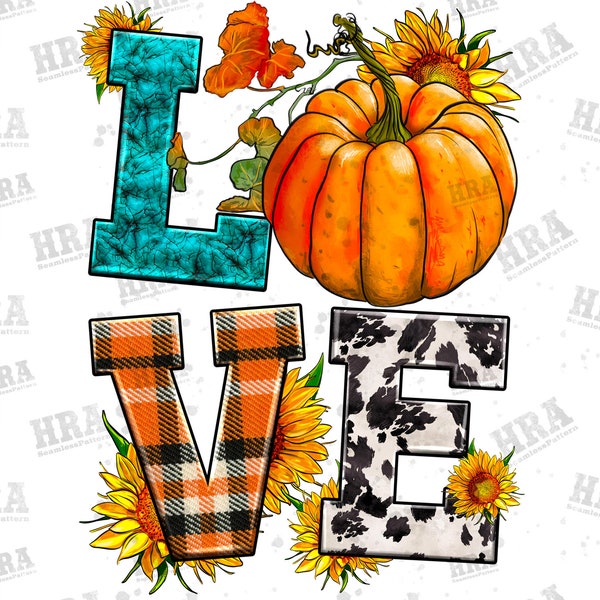 Western Love Pumpkin Png Sublimation Design, Hello Fall Png, Autumn Png, Cowhide Fall Png, Pumpkin Png, Fall Png,  Digital Download