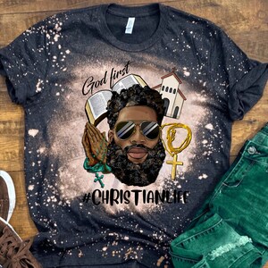 Bearded Black Man Christian Life Png Sublimation Design, Bearded Afro