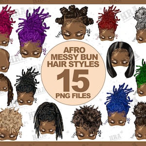 Afro Messy Bun Styles Bundle (15)Png Sublimation Design,Afro Women Png,Messy Bun Png,Afro Messy Bun Png,Black Messy Bun Png,Digital Download