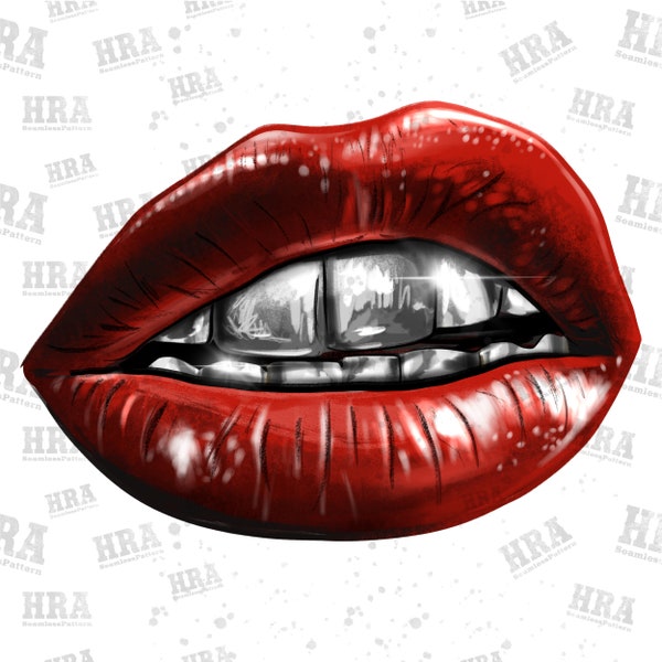 Silver grill red lips png sublimation design download, teeth png, mean mug mouth png, silver grillz png, sublimate designs download