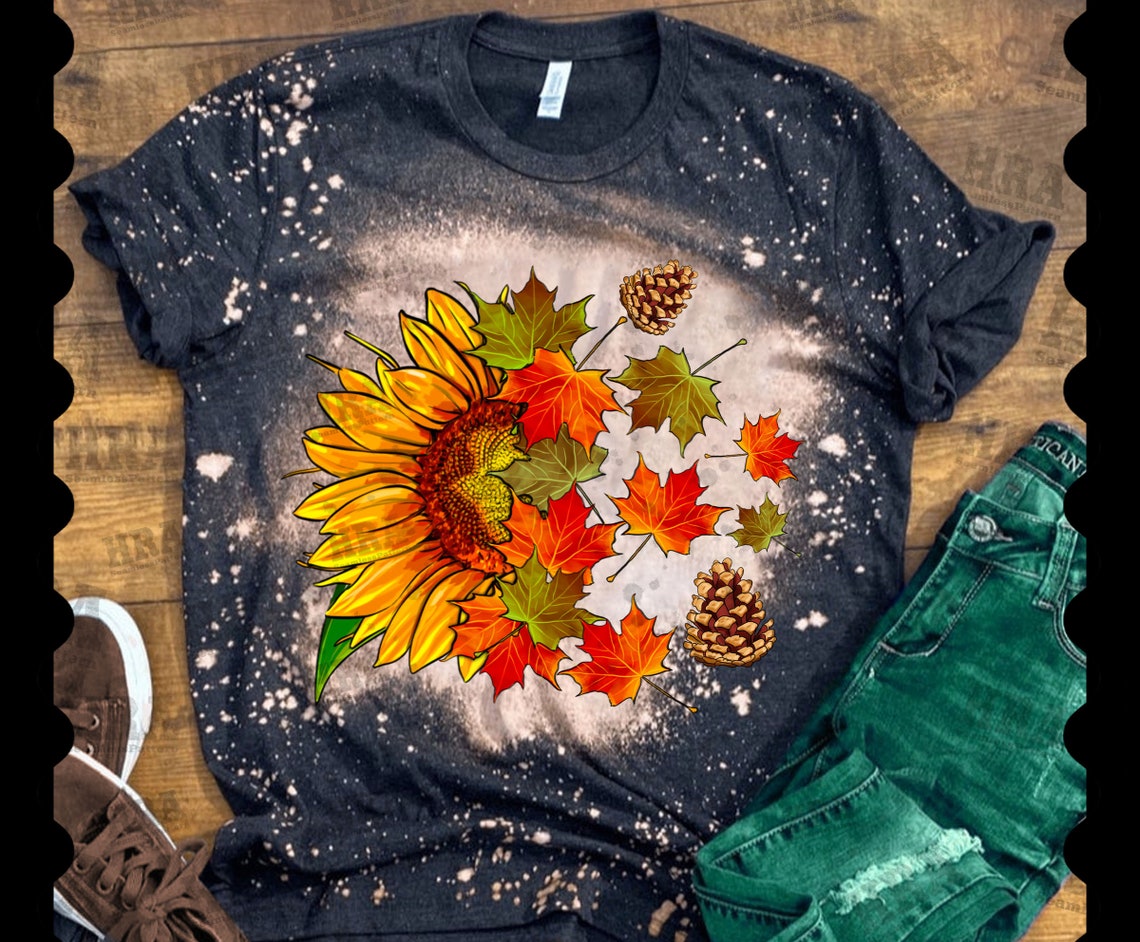 Sunflower and Autumn Leaves Png Sublimation Design Fall Png - Etsy
