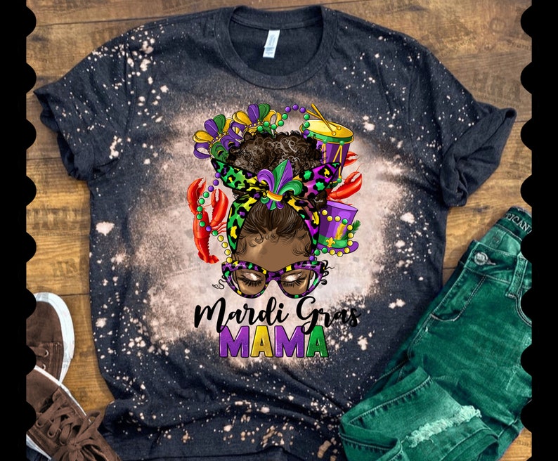 Afro Messy Bun Mardi Gras Mama Png Sublimation Design - Etsy