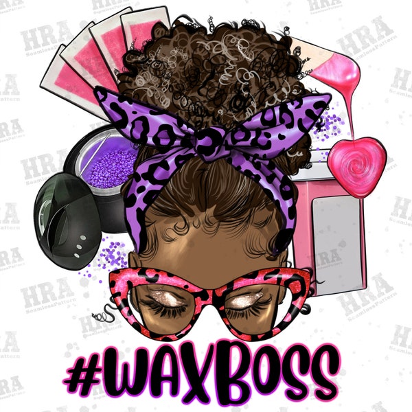 Afro messy bun wax boss png sublimation design download, black woman png, wax boss png, african american png, sublimate designs download