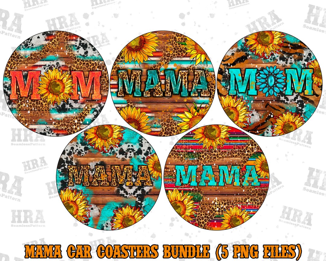 Western Mama Car Coasters png Design, Car Coaster PNG Bundle