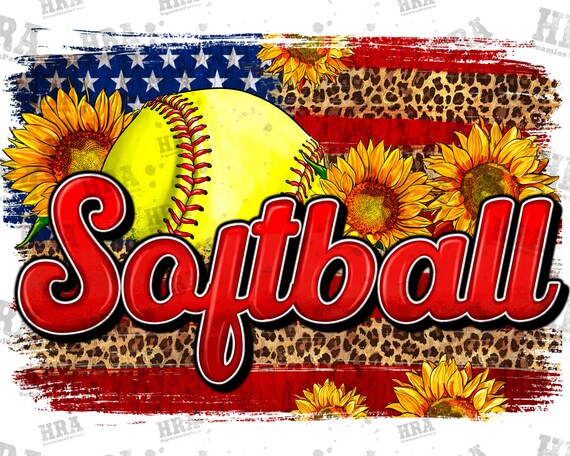 Western American Flag Softball Png Sublimation Design Leopard - Etsy