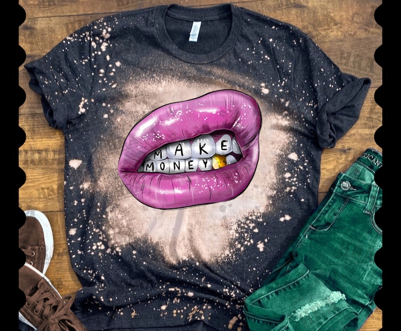 Make Money Lips Png Sublimation Design Gold Teeth Png Mean - Etsy