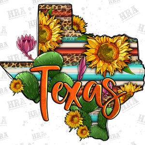 Mapa de Texas Png Diseño de sublimación, Girasoles Mapa de Texas Png, Diseño de mapa del oeste de Texas Png, Leopardo y Serape Mapa de Texas Png Descargas digitales