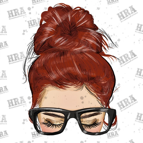 Redhead Messy Bun No Theme Png Sublimation Design, Redhead Messy Bun Png, Messy Bun Png, Redhead Woman Png, Redhead Png, Digital Download
