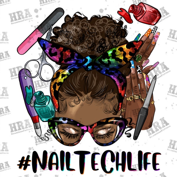 Afro en désordre Nail Tech Life Png Design par sublimation, Nail Tech Life Png, Nail Art élémentaire Png, Nail Tech Png, Nail Png, téléchargement numérique